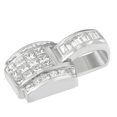 14K White Gold 2 1/5 Cttw Princess Cut Composite Diamond Pendant with Diamond Bale Pendant Necklace (H-I Color,SI1-SI2 Clarity) - NO CHAIN INCLUDED
