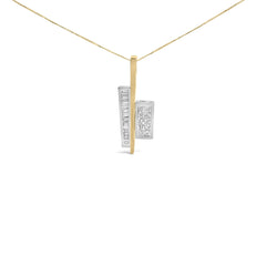 18K Yellow and White Gold 1 7/8 Cttw Princess Baguette Diamond Key Shaped 18" Pendant Necklace (H-I Color, SI1-SI2 Clarity)