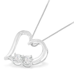 .925 Sterling Silver 1/10 cttw Diamond Heart Pendant Necklace (I-J, I3)