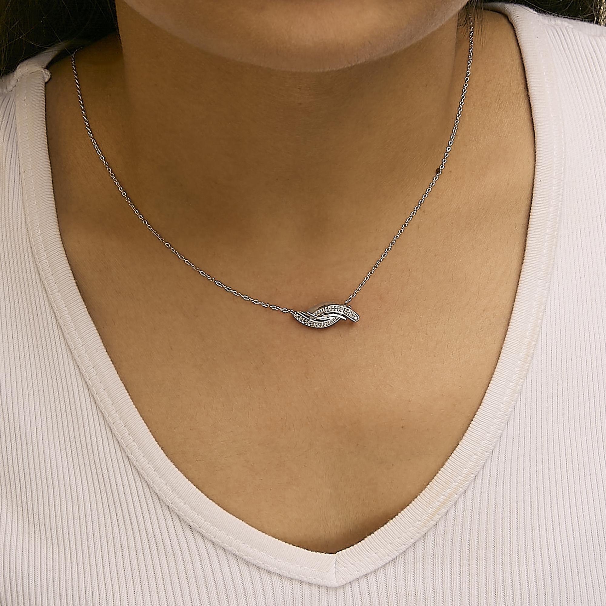 .925 Sterling Silver Diamond Accent Bypass Curve 18" Pendant Necklace (I-J Color, I3 Clarity)