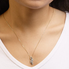 14K Yellow Gold Plated .925 Sterling Silver Round-Cut Diamond Accent Cross Bypass 18" Pendant Necklace (H-I Color, I2-I3 Clarity)