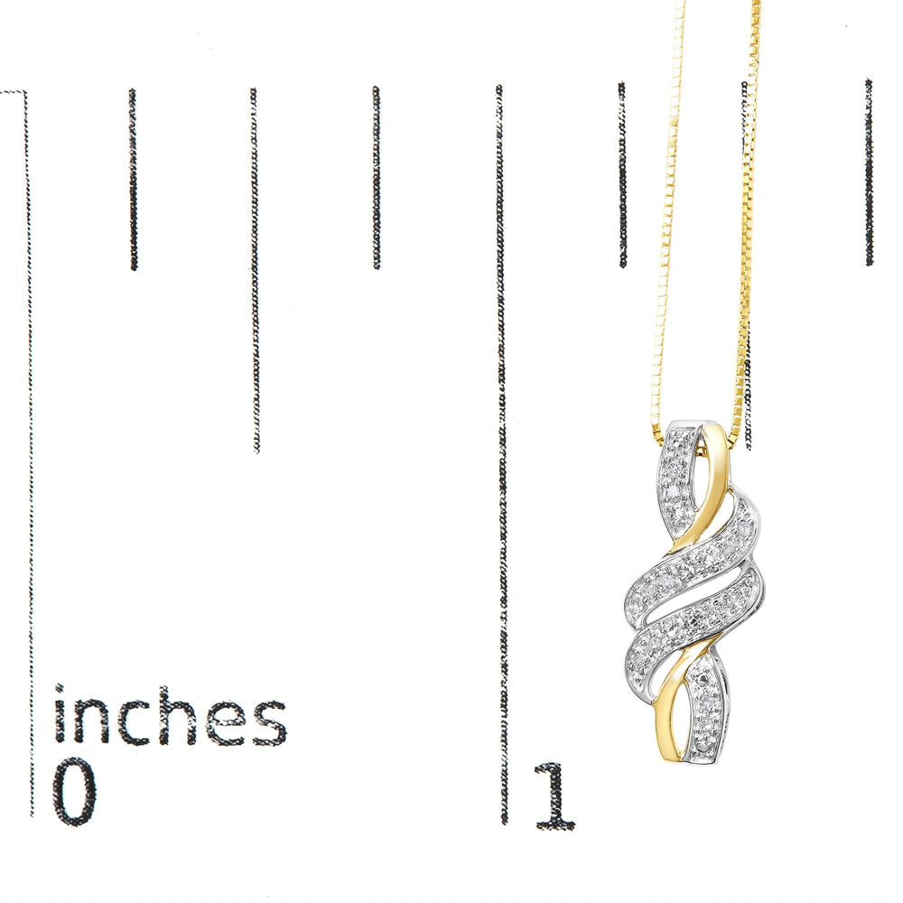 10K Yellow Gold Plated .925 Sterling Silver 1/20 cttw Round Cut Diamond Swirl Pendant Necklace (H-I Color, I2-I3 Clarity)