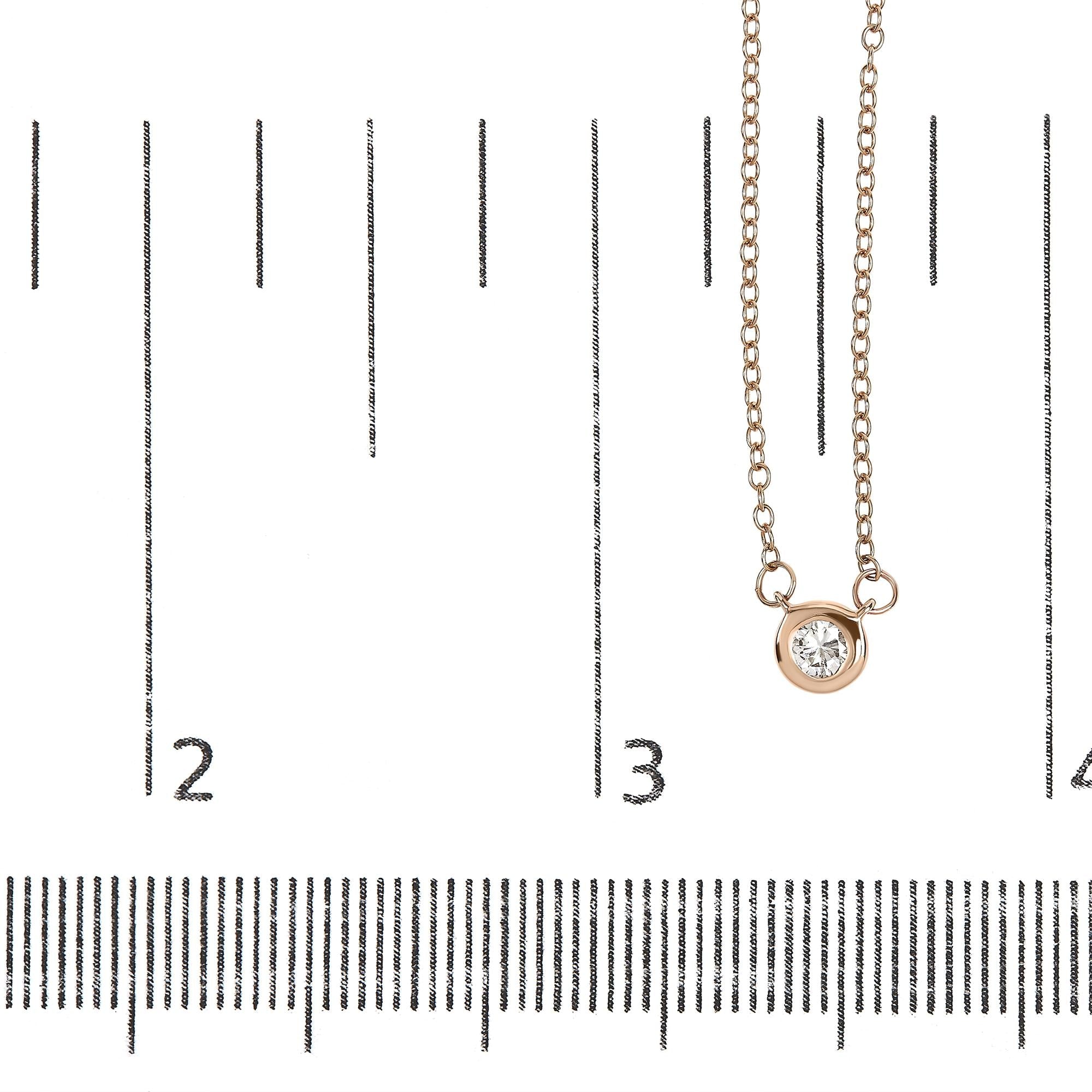 10K Rose Gold 1/5 Carat Round Brilliant-Cut Diamond Modern Bezel-Set Solitaire 16"-18" Pendant Necklace (H-I Color, SI2-I1 Clarity)