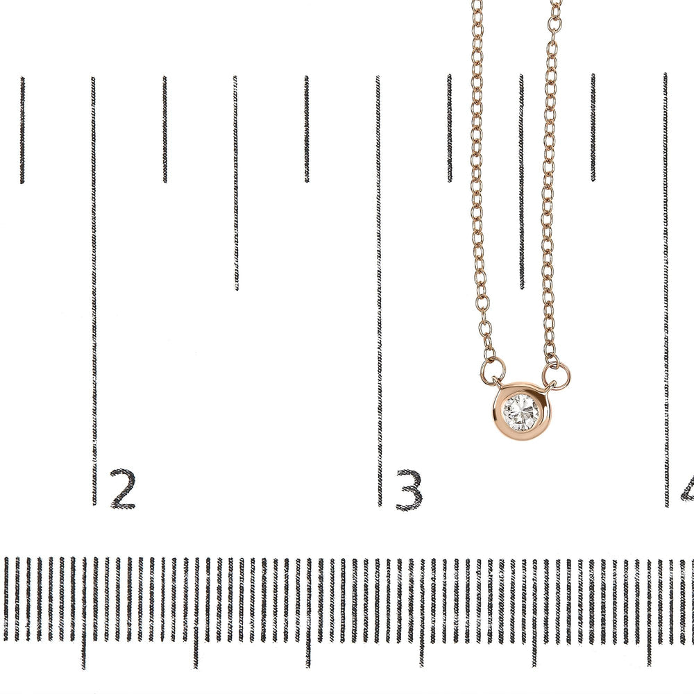 10K Rose Gold 1/5 Carat Round Brilliant-Cut Diamond Modern Bezel-Set Solitaire 16"-18" Pendant Necklace (H-I Color, SI2-I1 Clarity)