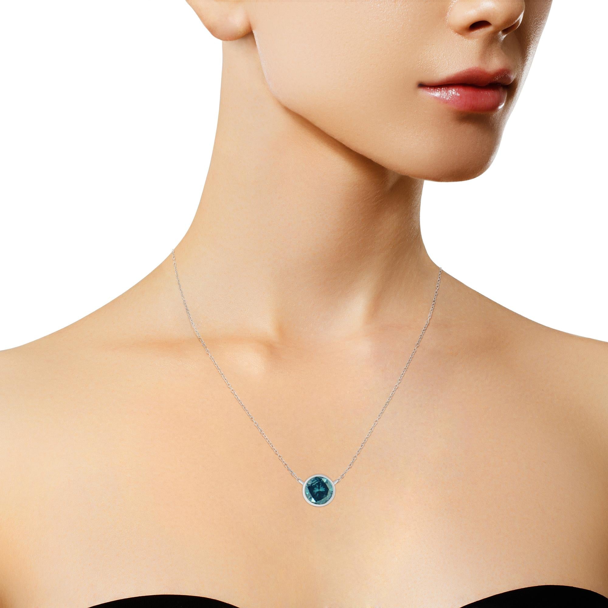 .925 Sterling Silver Bezel Set 3.5mm Created Gemstone Solitaire 18" Pendant Necklace