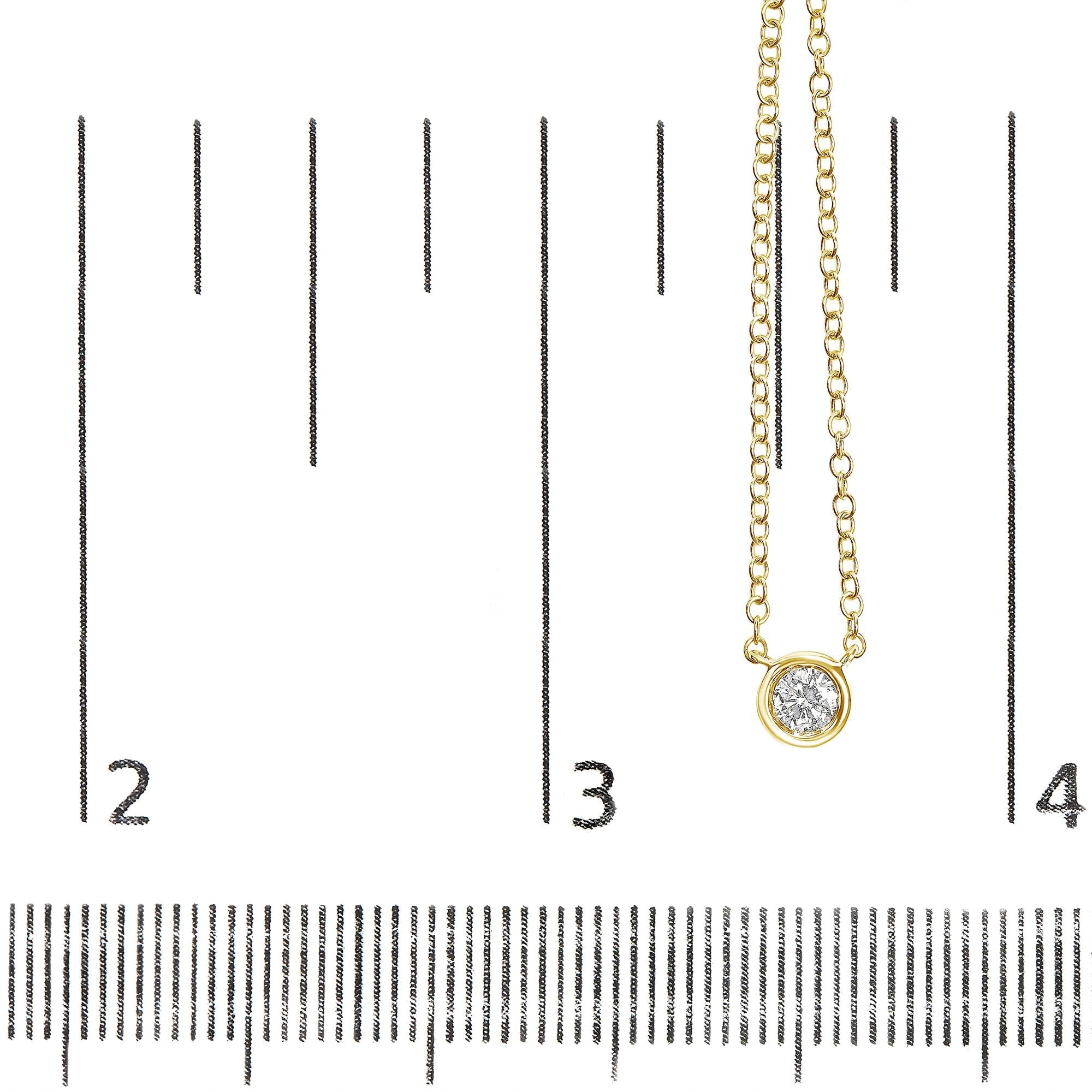 10K Yellow Gold 1/5 Carat Round Brilliant-Cut Diamond Modern Bezel-Set Solitaire 16"-18" Pendant Necklace (H-I Color, SI2-I1 Clarity)