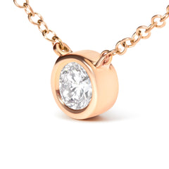 Sterling Silver Bezel-Set Diamond Solitaire Pendant Necklace (1/3 cttw, H-I Color, I1-I2 Clarity)