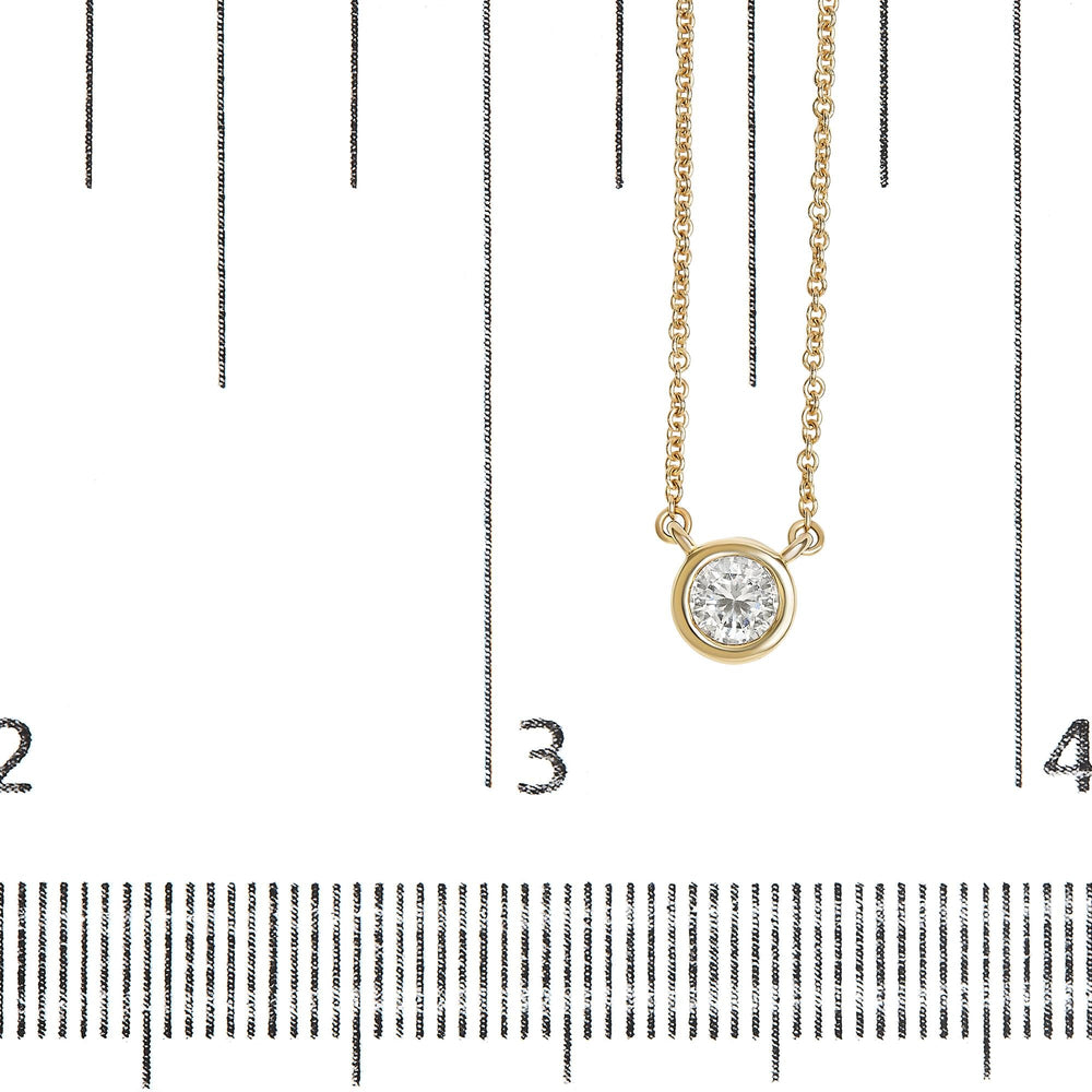 10K Yellow Gold 3/10 Carat Round Brilliant-Cut Diamond Modern Bezel-Set Solitaire 16"-18" Pendant Necklace (H-I Color, SI2-I1 Clarity)
