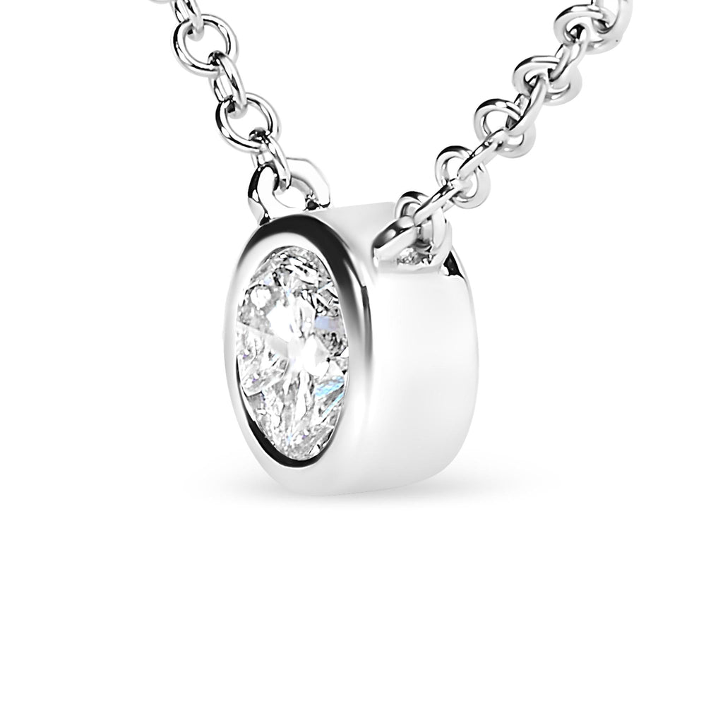 14K Gold Lab Grown Diamond Modern Bezel-Set Solitaire 16"-18" Pendant Necklace (F-G Color, VS2-SI1 Clarity)