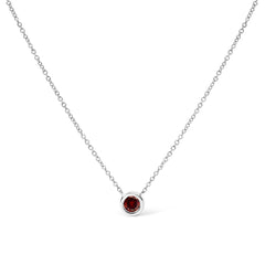 14K White Gold 1/2 Cttw Red Lab Grown Diamond Bezel-Set Solitaire 18" Pendant Necklace (Red Color, VS1-VS2 Clarity)