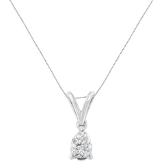 10K White Gold 1/5 cttw Diamond Pear Pendant Necklace (H-I, SI1-SI2)