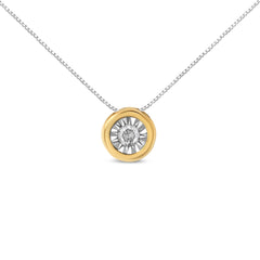 10K Yellow Gold 1/10 Cttw Bezel Solitaire Round-Cut Diamond 18" Pendant Necklace (J-K Color, I2-I3 Clarity)