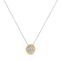 10K Yellow Gold 1/10 Cttw Bezel Solitaire Round-Cut Diamond 18" Pendant Necklace (J-K Color, I2-I3 Clarity)