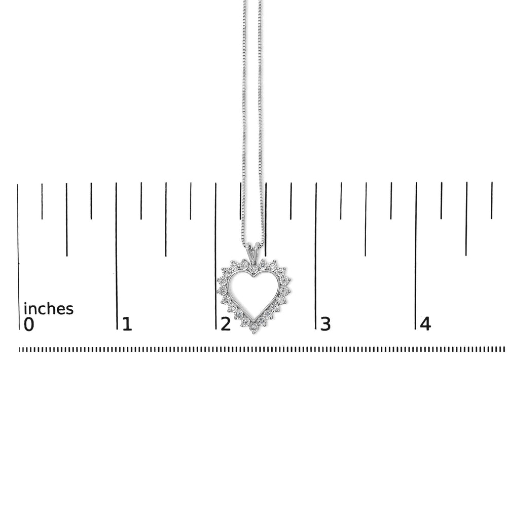 .925 Sterling Silver 1/10 cttw 3-Prong Diamond Open Heart Pendant Necklace (I-J Color, I3 Clarity) - 18”