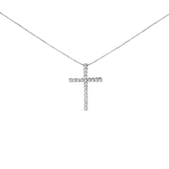 .925 Sterling Silver 1.00 Cttw Lab Grown Diamond Cross Pendant Necklace (F-G Color, VS2-SI1 Clarity) - 18 inch
