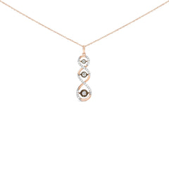 10K Two Toned Gold Plated .925 Sterling Silver 1/2 Cttw Round Diamond Twisted 18" Pendant Necklace (Champagne Color, I2-I3 Clarity)