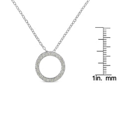 .925 Sterling Silver 1/4 Cttw Round-cut Diamond Open Circle Halo 18" Pendant Necklace (I-J Color, I2-I3 Clarity)