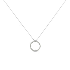 .925 Sterling Silver 1/3 Cttw Round-cut Diamond Open Circle Halo 18" Pendant Necklace (I-J Color, I2-I3 Clarity)