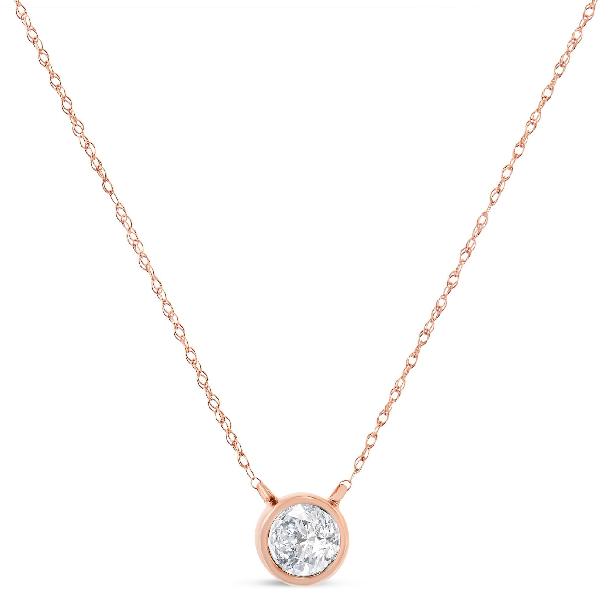 .925 Sterling Silver Round-Cut Diamond Bezel 18" Pendant Necklace (J-K Color, I1-I2 Clarity)