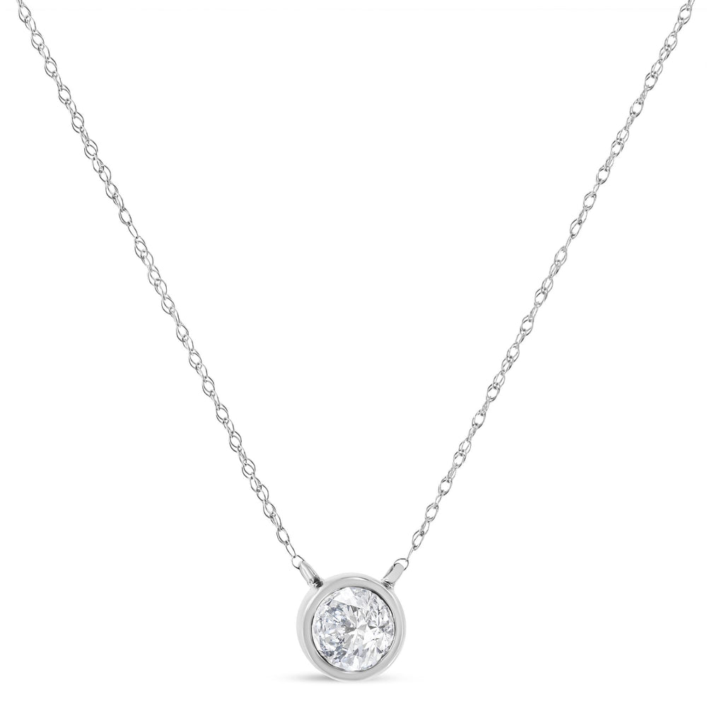 .925 Sterling Silver Round-Cut Diamond Bezel 18" Pendant Necklace (J-K Color, I1-I2 Clarity)