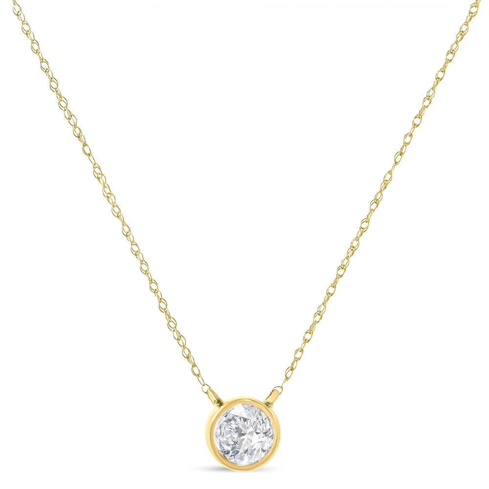 .925 Sterling Silver Round-Cut Diamond Bezel 18" Pendant Necklace (J-K Color, I1-I2 Clarity)