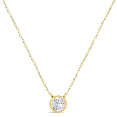.925 Sterling Silver Round-Cut Diamond Bezel 18" Pendant Necklace (J-K Color, I1-I2 Clarity)