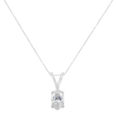 IGI Certified 10KT White Gold Diamond Oval Pendant Necklace (1/3 cttw, H-I Color, SI1-SI2 Clarity)