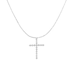 .925 Sterling Silver 1/6 cttw Diamond Cross Pendant Necklace (I-J, I1-I2)