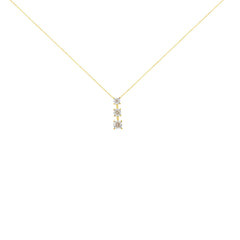 10K Yellow Gold 1/4 cttw Miracle-Set Brilliant Round Cut Diamond Graduating 3 Stone Drop 18" Pendant Necklace (J-K Color, I1-I2 Clarity)
