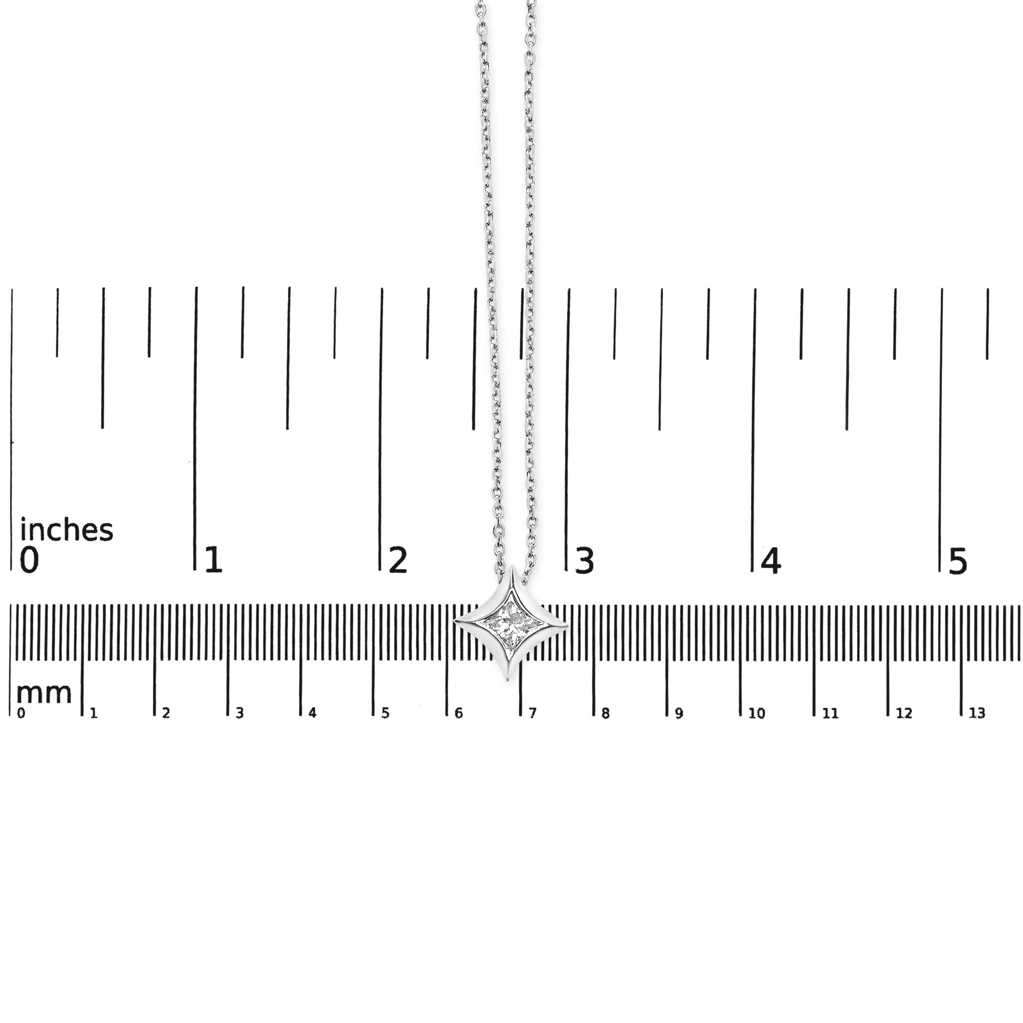 10K Gold 1/10 Cttw Bezel Set Solitaire Princess Cut Diamond Kite Shaped Pendent Necklace - 18" Inches
