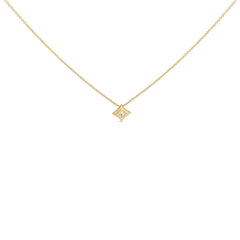 10K Gold 1/5 Cttw Bezel Set Princess Diamond Kite Shaped Solitaire Pendent Necklace