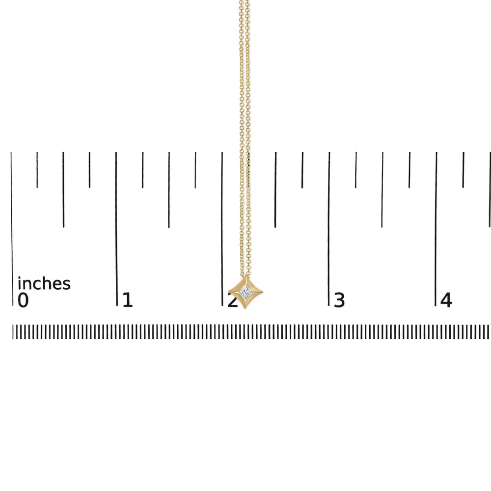 10K Gold 1/5 Cttw Bezel Set Princess Diamond Kite Shaped Solitaire Pendent Necklace