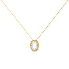 14K Yellow Gold Plated .925 Sterling Silver 1/2 Cttw Color Treated Diamond Double Oval Shape 18" Pendant Necklace (Yellow Color, I2-I3 Clarity)