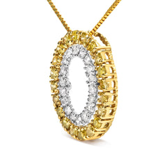 14K Yellow Gold Plated .925 Sterling Silver 1/2 Cttw Color Treated Diamond Double Oval Shape 18" Pendant Necklace (Yellow Color, I2-I3 Clarity)