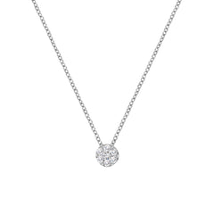 14K White Gold 1/4 Cttw Shared Prong Set Round-Ct Diamond 7 Stone Floral Cluster 18" Pendant Necklace (H-I Color, SI2-I1 Clarity)