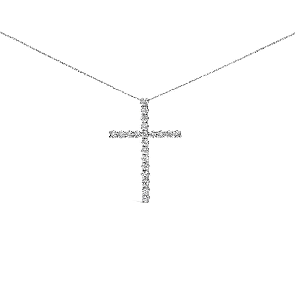 14K White Gold 4.0 Cttw Lab Grown Diamond Cross 18" Inch Pendant Necklace (F-G Color, VS2-SI1 Clarity)