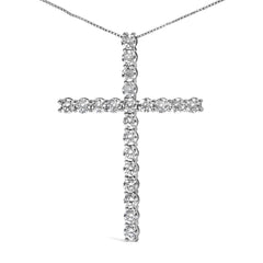 14K White Gold 4.0 Cttw Lab Grown Diamond Cross 18" Inch Pendant Necklace (F-G Color, VS2-SI1 Clarity)