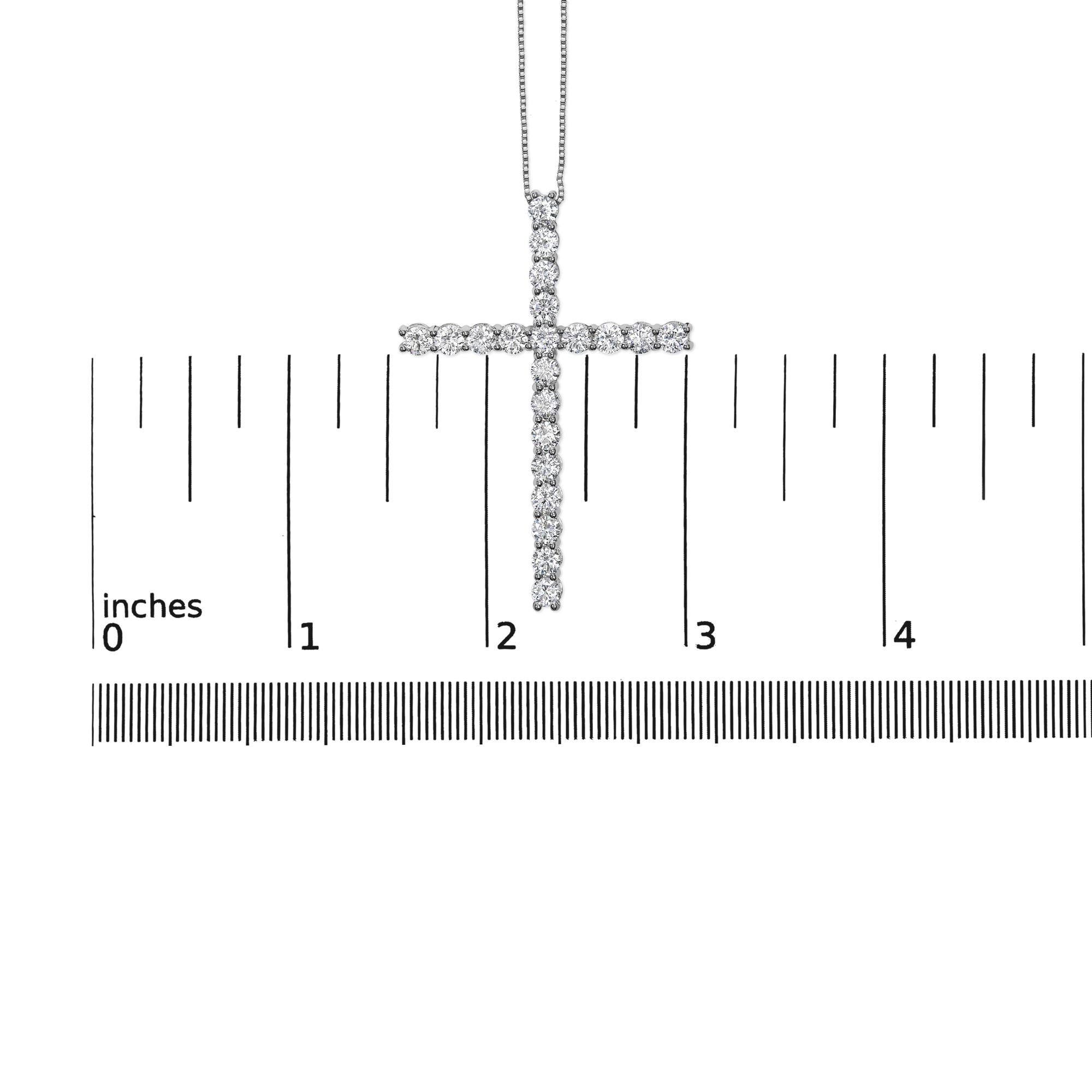 14K White Gold 4.0 Cttw Lab Grown Diamond Cross 18" Inch Pendant Necklace (F-G Color, VS2-SI1 Clarity)