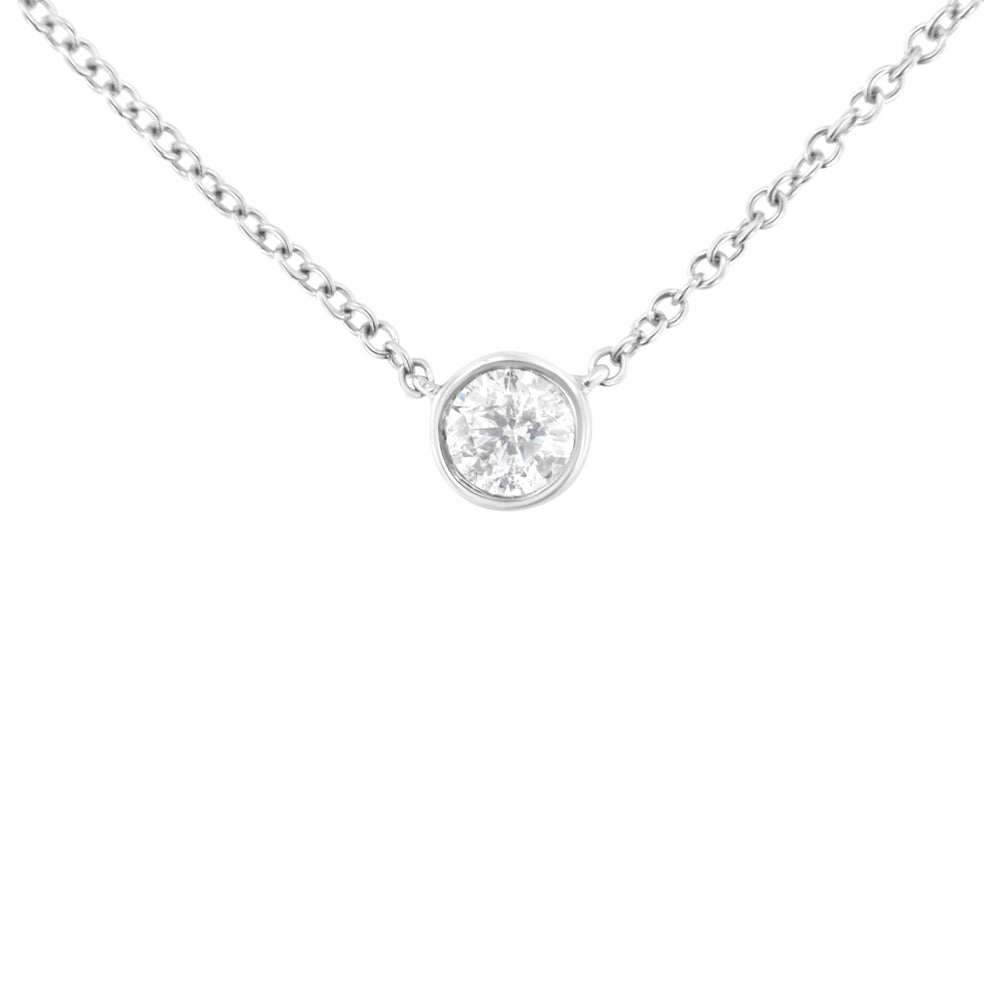 10K Gold 0.25 Carat Diamond Classic Bezel-Set Solitaire Pendant Necklace with 16"-18" Adjustable Chain (H-I Color, SI2-I1 Clarity)