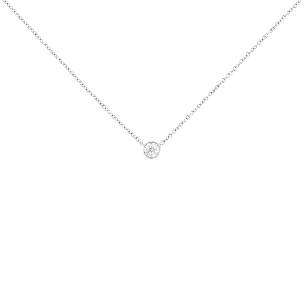 10K Gold 0.25 Carat Diamond Classic Bezel-Set Solitaire Pendant Necklace with 16"-18" Adjustable Chain (H-I Color, SI2-I1 Clarity)