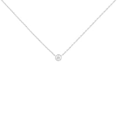 10K Gold 0.25 Carat Diamond Classic Bezel-Set Solitaire Pendant Necklace with 16"-18" Adjustable Chain (H-I Color, SI2-I1 Clarity)