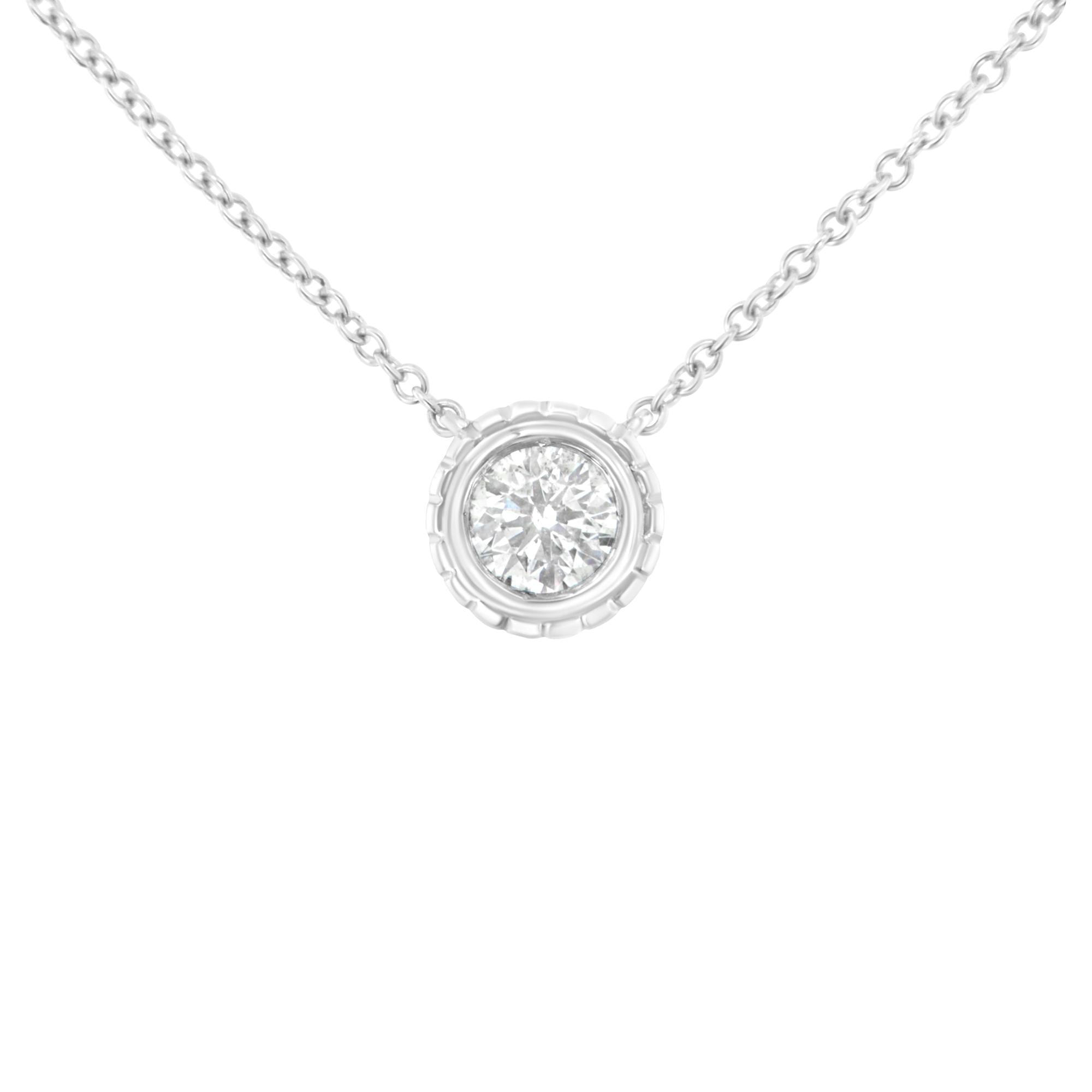 10K White Gold 1/4 Cttw Round-Cut Diamond Solitaire Chakra Style 18" Pendant Necklace (J-K Color, I1-I2 Clarity)