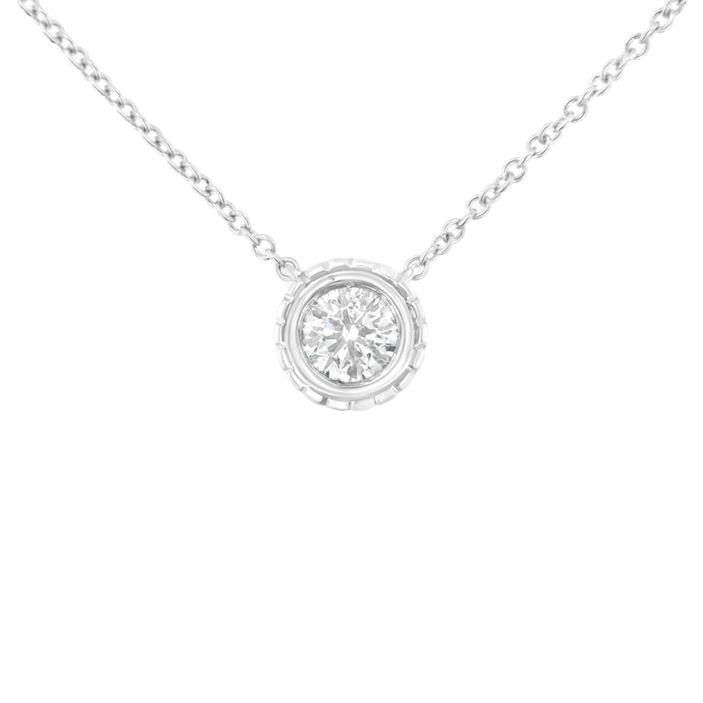 10K White Gold 1/4 Cttw Round-Cut Diamond Solitaire Chakra Style 18" Pendant Necklace (J-K Color, I1-I2 Clarity)