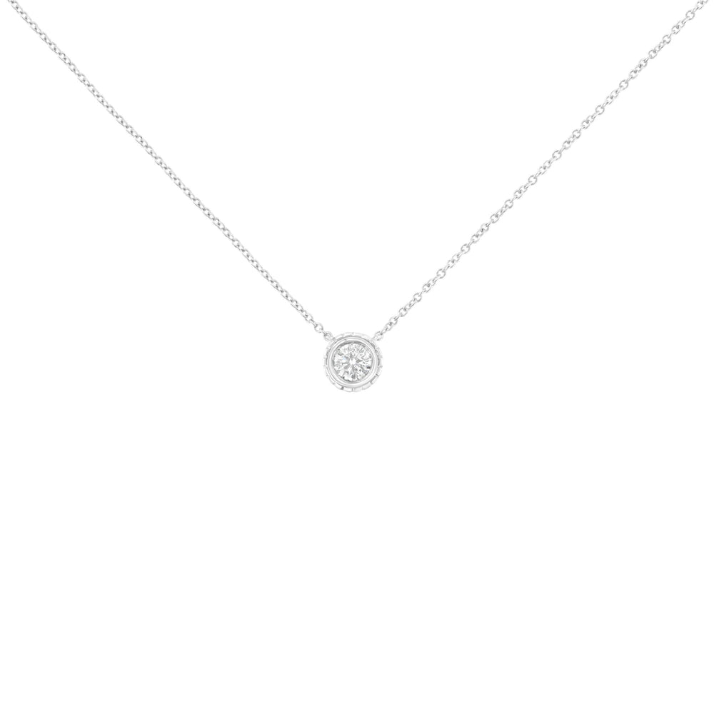 10K White Gold 1/4 Cttw Round-Cut Diamond Solitaire Chakra Style 18" Pendant Necklace (J-K Color, I1-I2 Clarity)