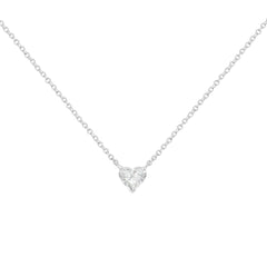 IGI Certified 14k White Gold 1/2 cttw Lab Grown Heart Shape Diamond Solitaire 18" Pendant Necklace (E-F Color, SI1-SI2 Clarity)