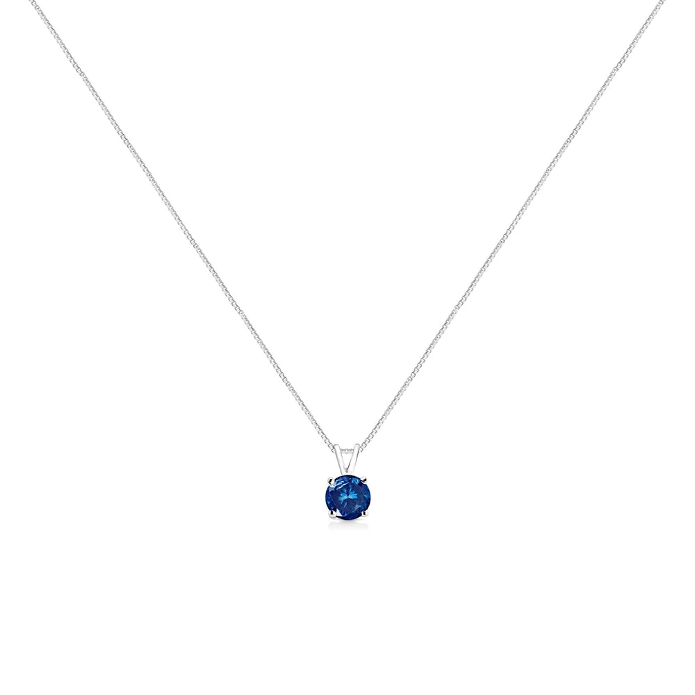 14K White Gold 1/2 Cttw Round Brilliant Cut Lab Grown Diamond 4 Prong Solitaire Pendant Necklace