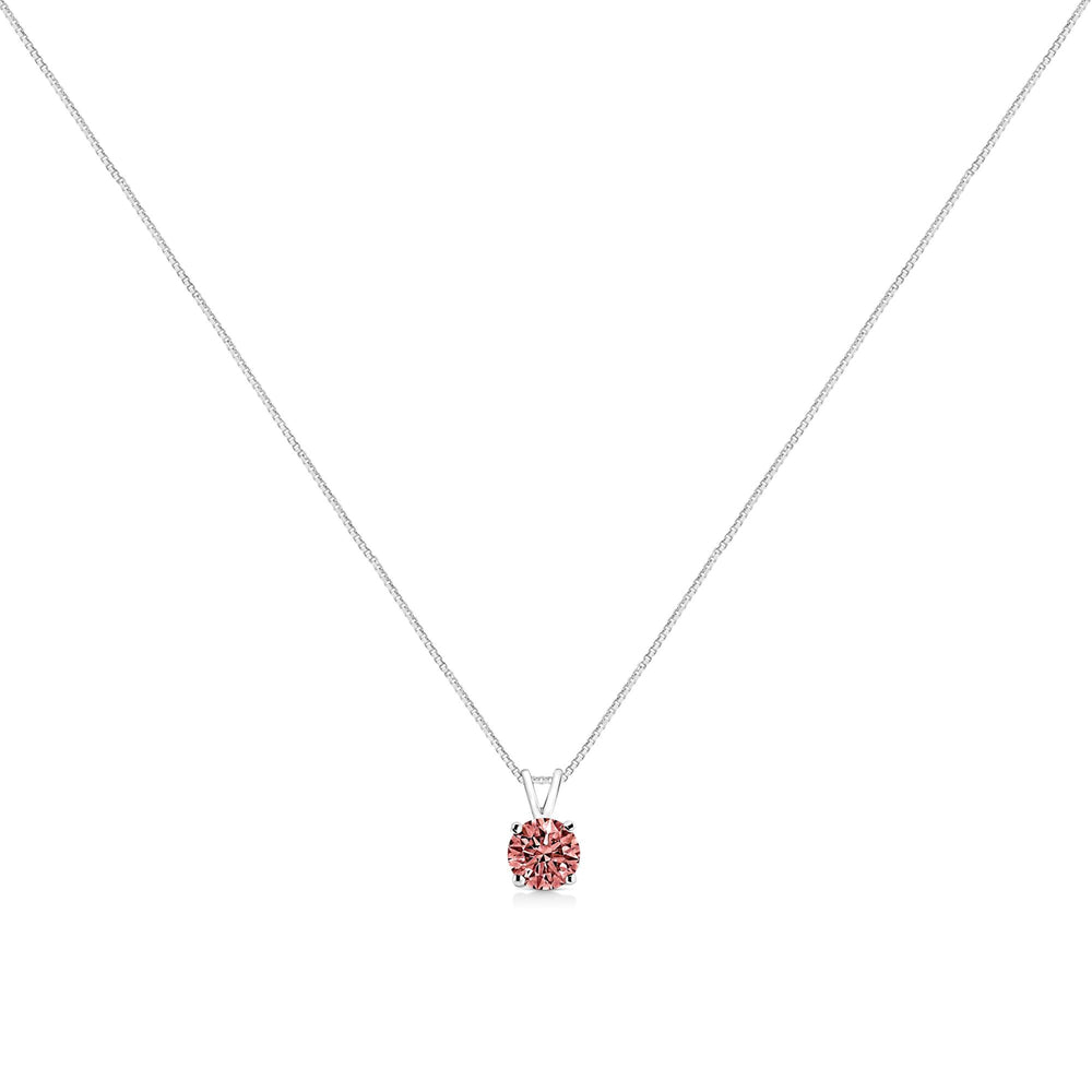 10K White Gold Round Brilliant Cut Lab Grown Blue Diamond 4-Prong Solitaire Pendant Necklace (Blue Color, VS2-SI1 Clarity) - 18"