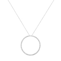 .925 Sterling Silver 4 cttw Prong Set, Round-Cut Diamond Open Circle Hoop 18" Pendant Necklace (J-K Color, I1-I2 Clarity)