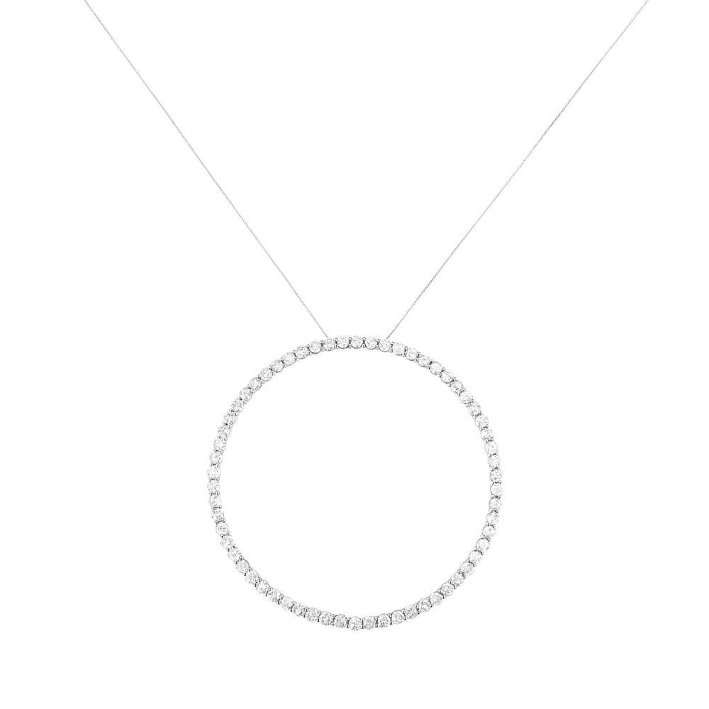 .925 Sterling Silver 5.0 Cttw Prong Set Round-cut Diamond Open Circle Hoop 18" Pendant Necklace (I-J Color, I2-I3 Clarity)