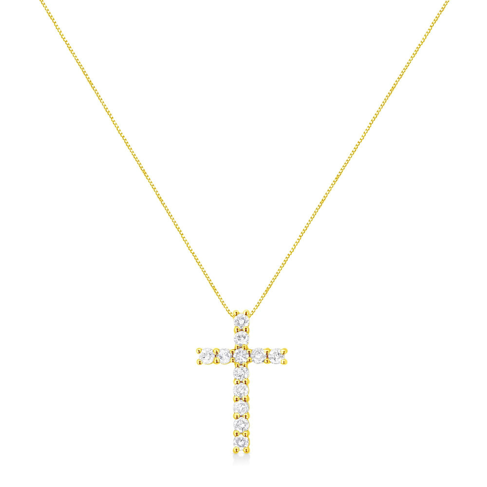 .925 Sterling Silver 1.00 cttw Traditional Diamond Cross 18" Pendant Necklace (J-K Color, I2-I3 Clarity)